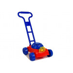 Stroj na výrobu bublín v tvare kosačky - červeno-modrý